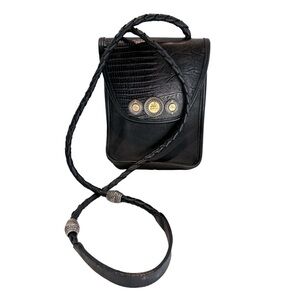 VTG Brighton Leather Crossbody Bag‎ with Horse Embellishment and Braided Strap
